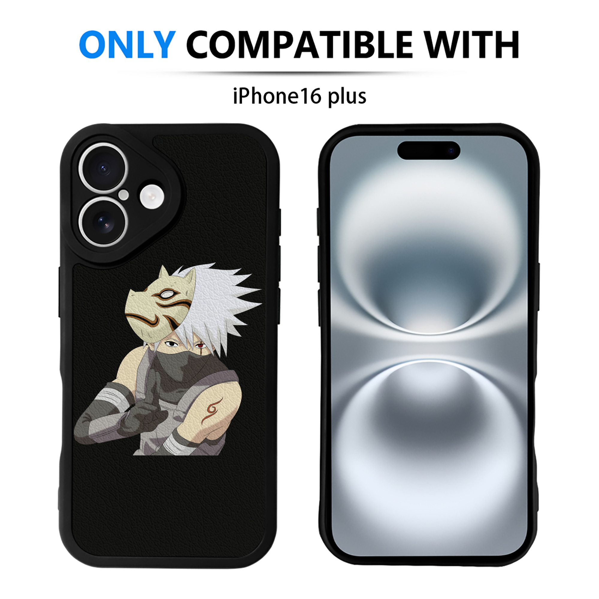 （画像用） NARUTO -ナルト- はたけ カカシ Hatake Kakashi 【iPhone 16シリーズ対応】シリコンスマホケース（レザー調） 材質：シリコン
